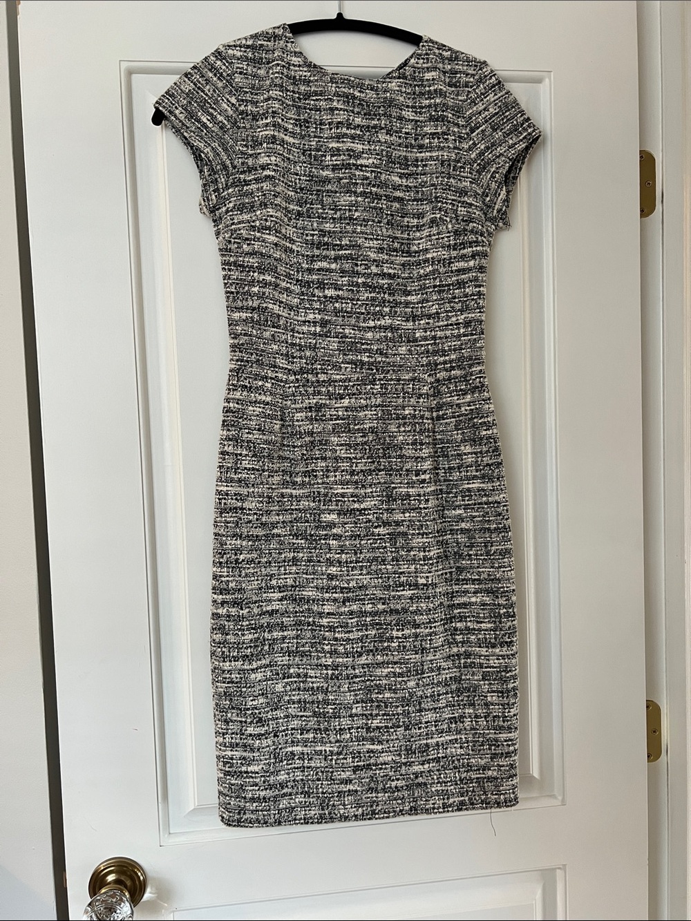 Aqua Black & White Textured Midi Sheath Dress